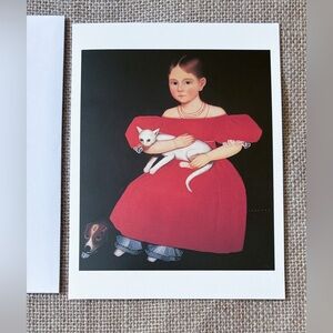 Ammi Phillips Art Girl In Red Dress With Cat And Dog Blank Note Card Framable